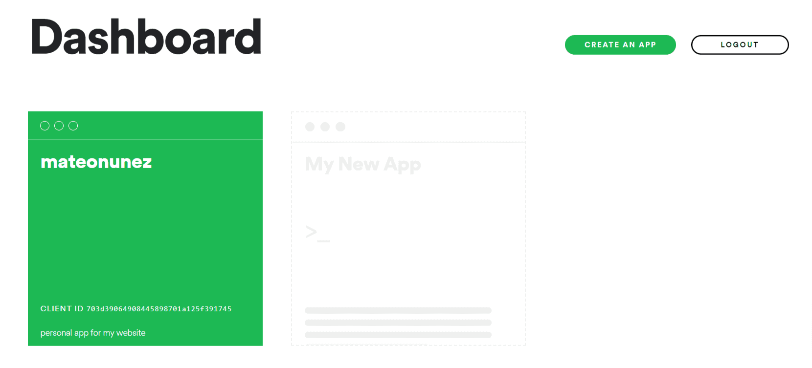 'New Application on Spotify Dashboard' - How to consume Spotify APIs using Next.js and Node.js